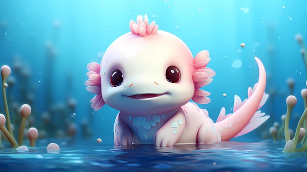 Foto axolotl 3d schattige eenvoudige achtergrond