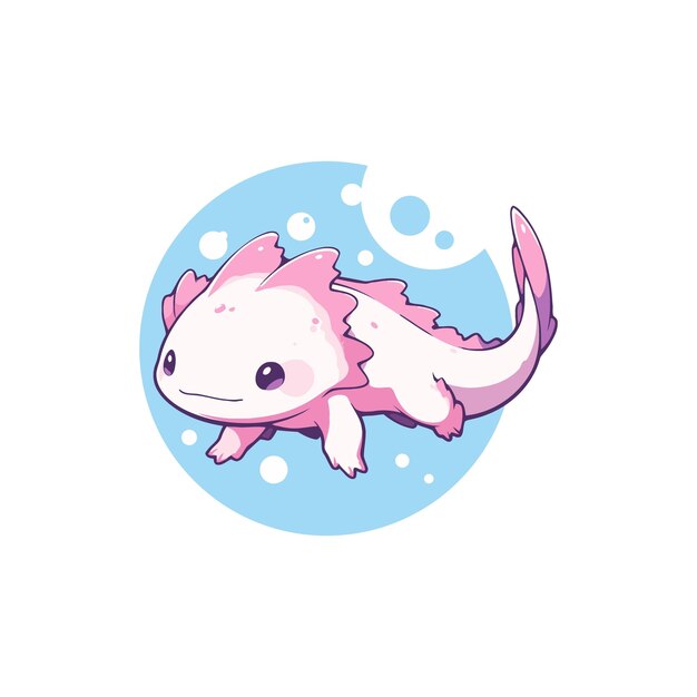 Foto axolotl dier chibi cartoon stijl geïsoleerde vlakke achtergrond