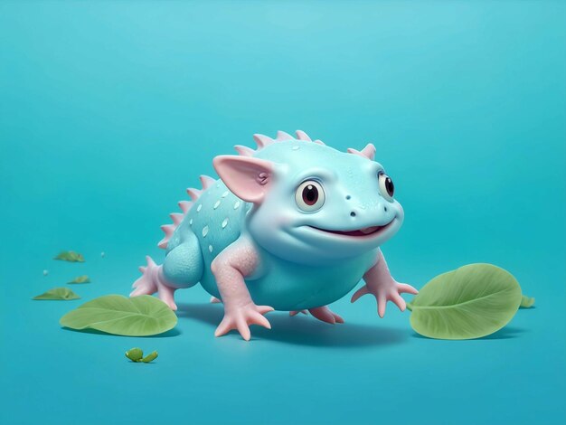 axolotl full body blue amp green background