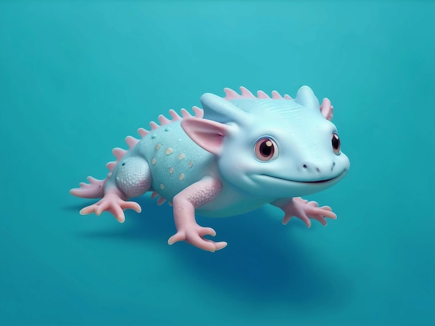 axolotl full body blue amp green background