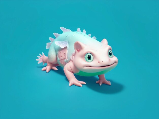 axolotl full body blue amp green background