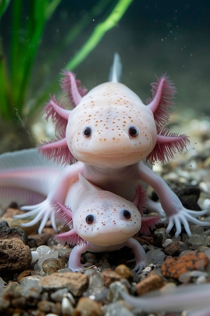 axolotl in een aquarium Selectieve focus