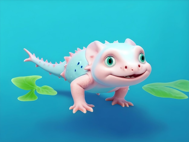 Axolotl vol lichaam blauwe amp groene achtergrond