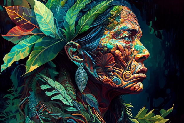 Сборник аяуаскиШаманская медитация Путешествие сознания Мистический шаман Генеративный ИИ