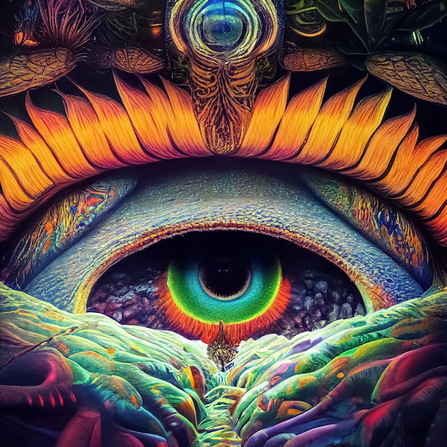 Premium Photo | Ayahuasca experience holistic healing spiritual insight psychedelic vision 3d illustration