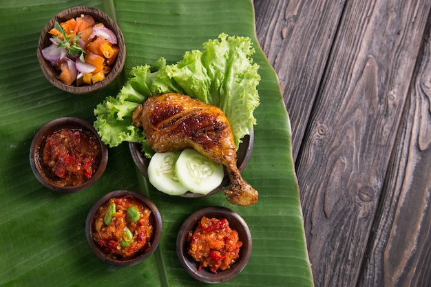 Ayam penyet traditional fried chicken