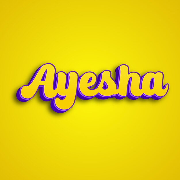 Ayesha typography 3d design yellow pink white background photo jpg