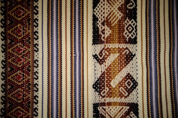 aymara textiles with colorful designs in la paz bolivia