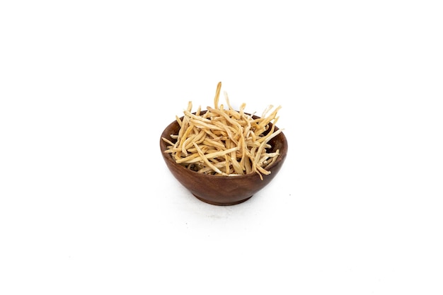 Ayurvedic Herb musli 또는 Chlorophytum Borivilianum o safed moosli 또는 swetha musli 원시 형태