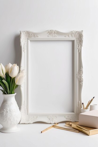 Photo azalea allegro artistry blank frame mockup with white empty space for placing your design