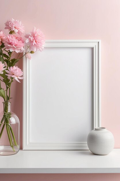 Photo azalea ambiance blank frame mockup with white empty space for placing your design
