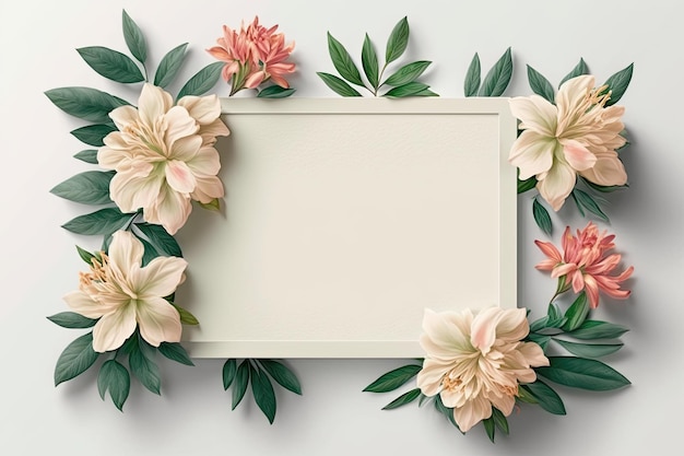 Azalea bloemen met leeg frame voor tekst op witte achtergrond