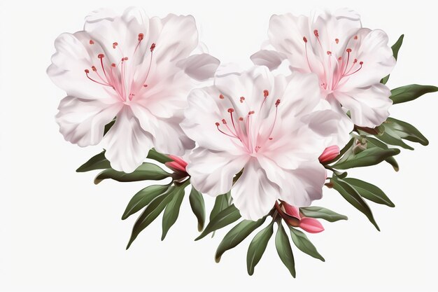 Photo azaleas flowers with leaves transparent flowers isolated on transparent background with clipping