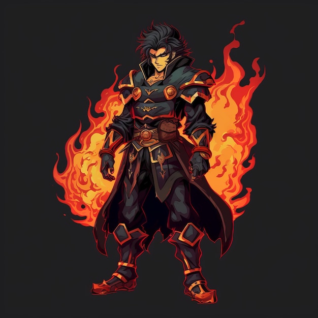 Azazel A Fiery And Dark Hero In The Style Of Fire Emblem