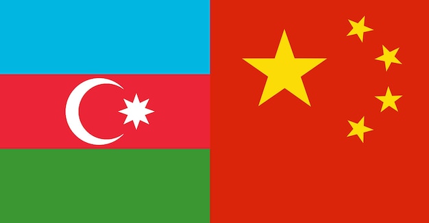 写真 アゼルバイジャンと中国の旗国