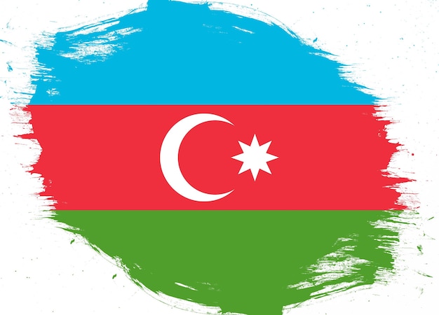 Azerbaijan flag on distressed grunge brush background