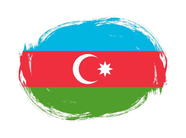 Photo azerbaijan flag in rounded stroke brush background