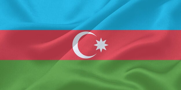 Azerbaijan Flag Wind Waving Close Up