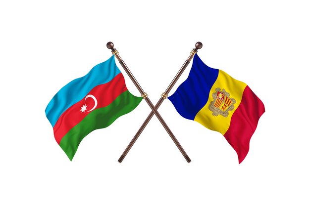 Azerbaijan versus Andorra Two Countries Flags Background