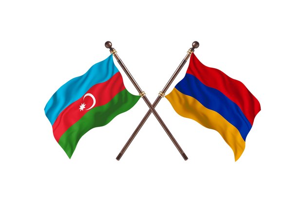 Azerbaijan versus Armenia Two Countries Flags Background