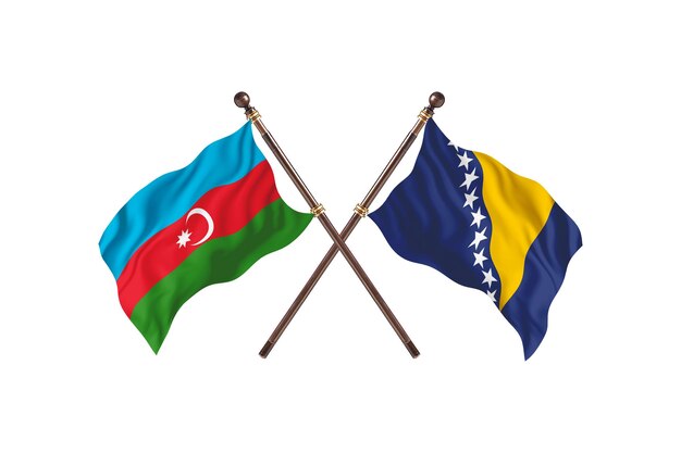 Azerbaijan versus Bosnia amp Herzegovina Two Countries Flags Background