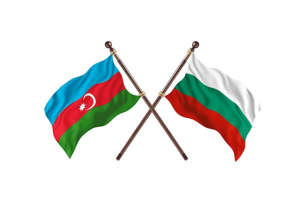 Photo azerbaijan versus bulgaria two countries flags background