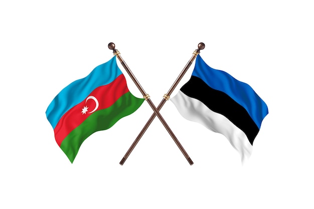 Azerbaijan versus Estonia Two Countries Flags Background