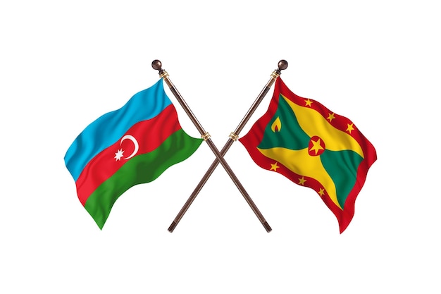 Azerbaijan versus Grenada Two Countries Flags Background