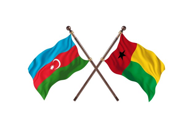 Azerbaijan versus Guinea Two Countries Flags Background