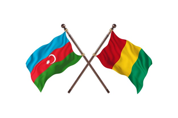 Azerbaijan versus GuineaBissau Two Countries Flags Background