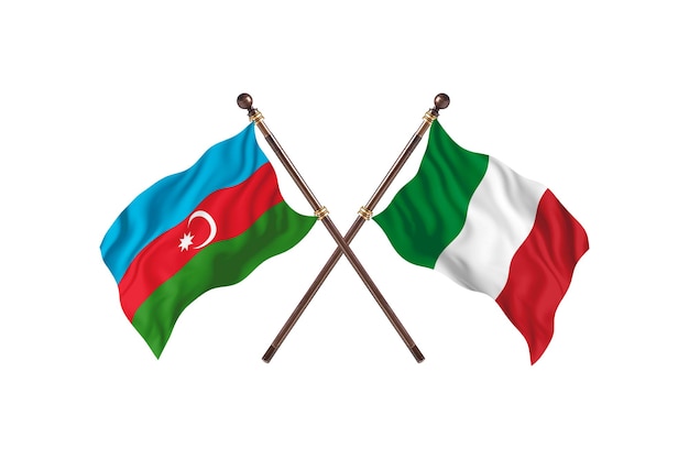 Azerbaijan versus Italy Two Countries Flags Background