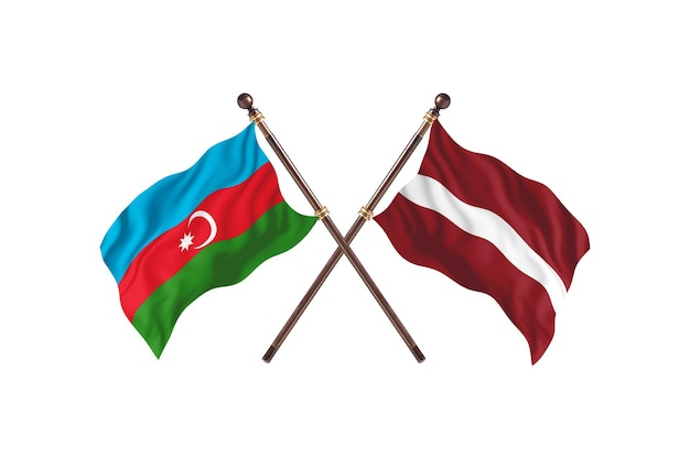 Azerbaijan versus Latvia Two Countries Flags Background