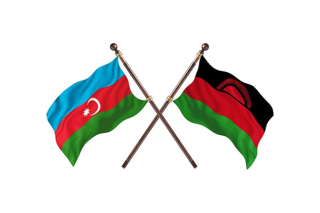 Azerbaijan versus Malawi Two Countries Flags Background