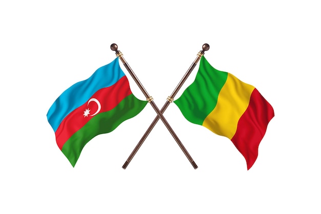 Azerbaijan versus Mali Two Countries Flags Background