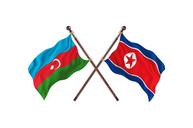 Azerbaijan versus North Korea  Two Countries Flags Background