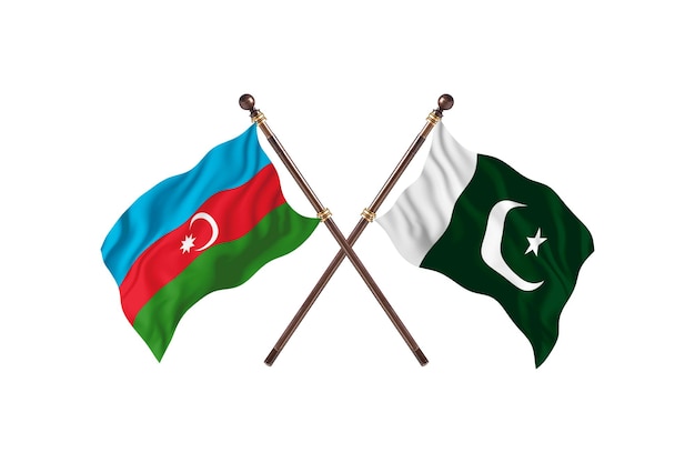 Azerbaijan versus Pakistan Two Countries Flags Background