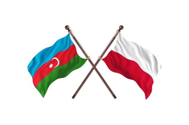 Foto azerbaigian contro la polonia due bandiere di paesi background