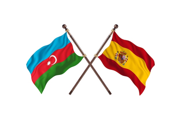 Azerbaijan versus Spain Two Countries Flags Background