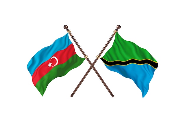 Azerbaijan versus Tanzania Two Countries Flags Background