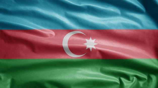 Photo azerbaijani flag waving in the wind