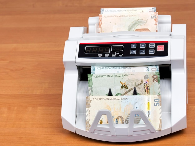 Azerbaijani money in a counting machine