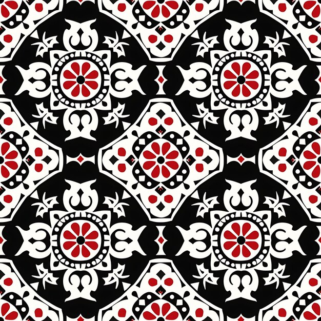 Photo azerbaijani patterns with buta pomegranates and geometric sh seamless tile national art design ink