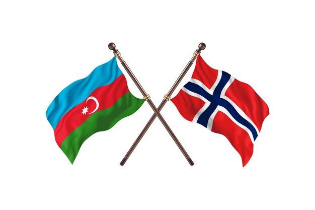 Azerbeidzjan versus Noorwegen twee landen vlaggen achtergrond