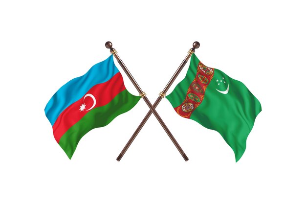 Azerbeidzjan versus Turkmenistan twee landen vlaggen achtergrond