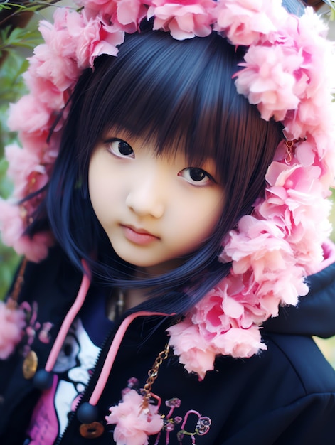 Aziatisch Emo-meisje Fotoillustratie van Emo