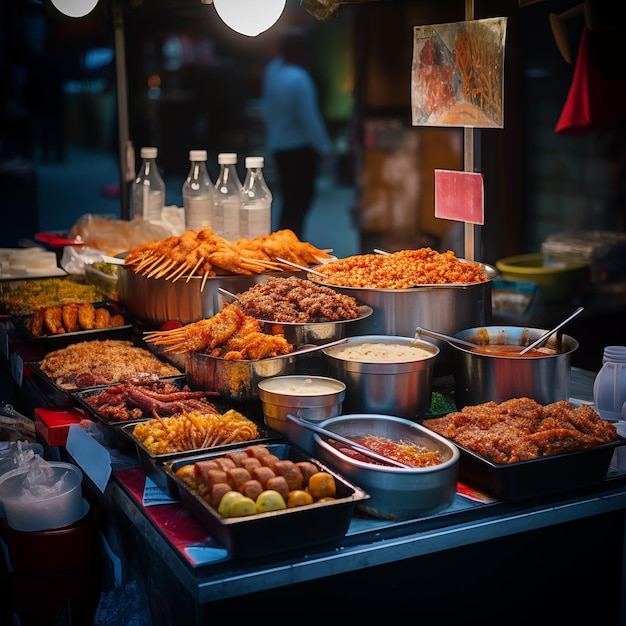 Aziatisch eten te koop op straat Generatieve AI