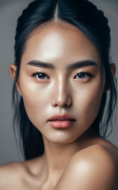 Foto aziatisch model schoonheid vol gezicht