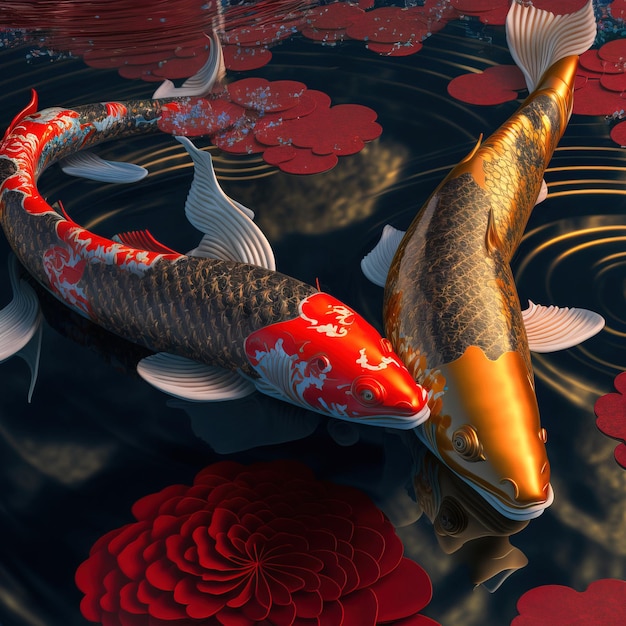 Aziatische achtergrond Oosterse Japanse stijl abstracte patroon achtergrondontwerp met koi vissen versieren