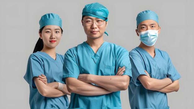 Aziatische chirurgen team vaste achtergrond kopieer ruimte