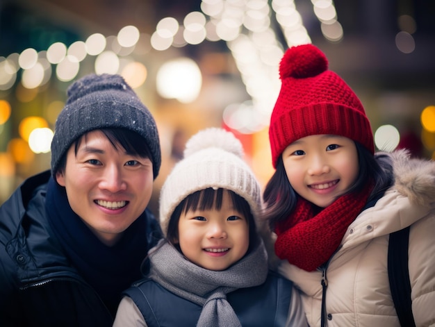 Aziatische familie viert graag samen kerstavond